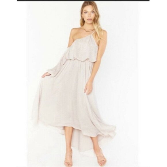 Show Me Your Mumu Dresses & Skirts - Show Me Your Mumu Womens‎ Event Midi One Shouldered Dress Beige Leopard Print S